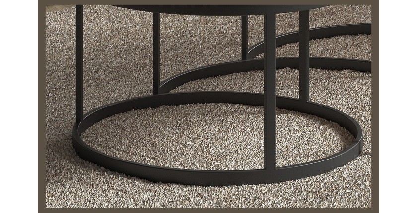 Table basse LEROY, table gigogne, plateau en massif exotique Mangolia, idéal pour un salon contemporain