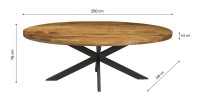 Table à manger ovale BOURGIA en bois massif de Mangolia, idéal pour une salle a manger conviviale