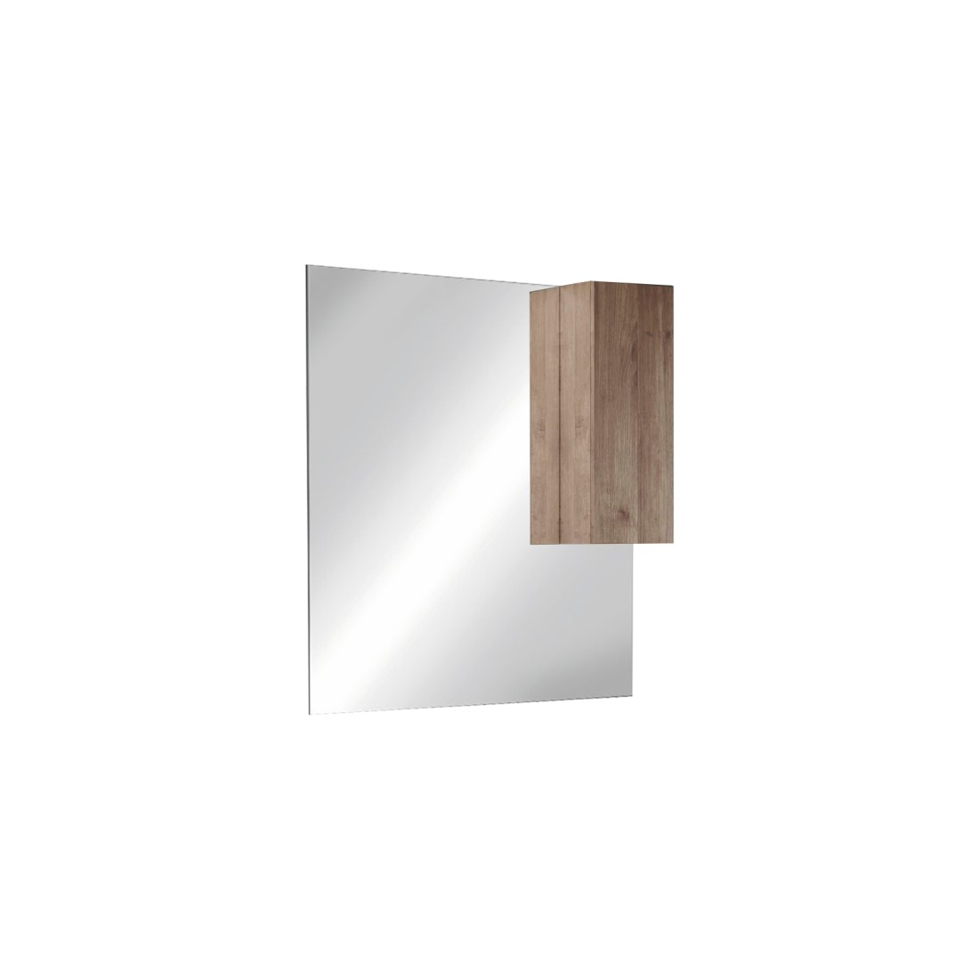 Miroir design avec rangement, 100x110 cm, collection FRASSI, coloris chêne clair