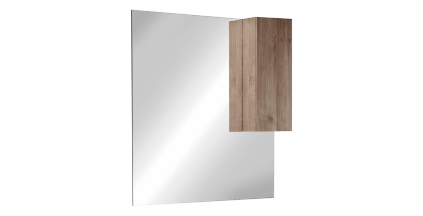 Miroir design avec rangement, 80x110 cm, collection FRASSI, coloris chêne clair