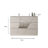 Meuble de salle de bain avec une vasque et 3 tiroirs, longueur 82cm, collection VITARIO. Coloris blanc brillant