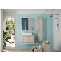 Meuble de salle de bain suspendu, 1porte, collection CISA. Coloris blanc effet bois