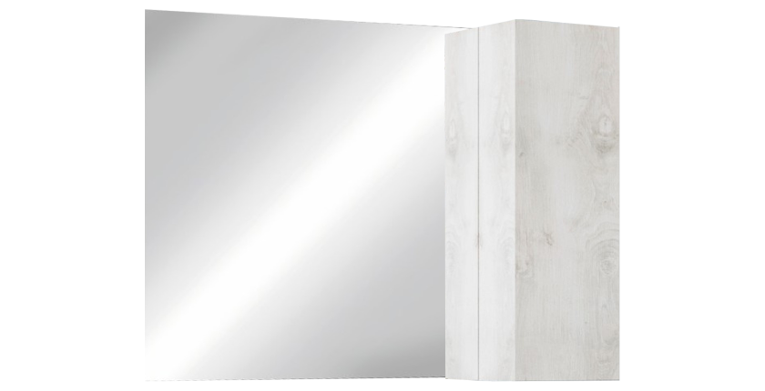Miroir design avec rangement, 92x75 cm, collection CISA, coloris blanc effet bois