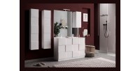 Meuble de salle de bain avec 2 vasques et 3 tiroirs, collection KUBRICK. Coloris blanc brillant