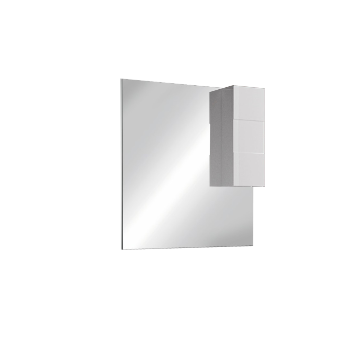 Miroir design avec rangement, 100x110 cm, collection KUBRICK, coloris blanc brillant
