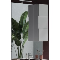 Miroir design avec rangement, 80x110 cm, collection KUBRICK, coloris blanc brillant