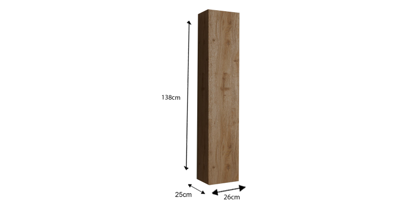 Meuble de salle de bain suspendu, 1porte, collection BURA. Coloris chêne clair