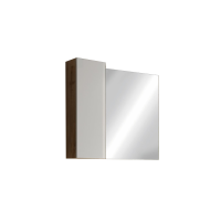 Miroir design avec rangement, 78x75 cm, collection BURA, coloris blanc brillant et chêne clair