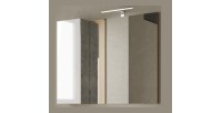 Miroir design avec rangement, 92x75 cm, collection BURA, coloris blanc brillant et béton