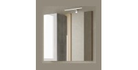 Miroir design avec rangement, 78x75 cm, collection BURA, coloris blanc brillant et béton