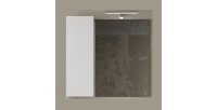 Miroir design avec rangement, 78x75 cm, collection BURA, coloris blanc brillant et béton