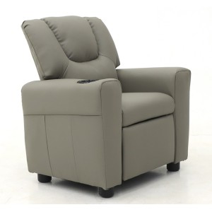 Mini fauteuil relax ITCHI relevable manuellement matière PU couleur gris, idéal pour un salon confortable