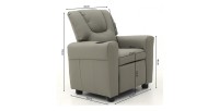 Mini fauteuil relax ITCHI relevable manuellement matière PU couleur gris, idéal pour un salon confortable