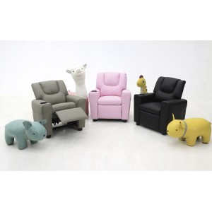 Mini fauteuil relax ITCHI relevable manuellement matière PU couleur gris, idéal pour un salon confortable