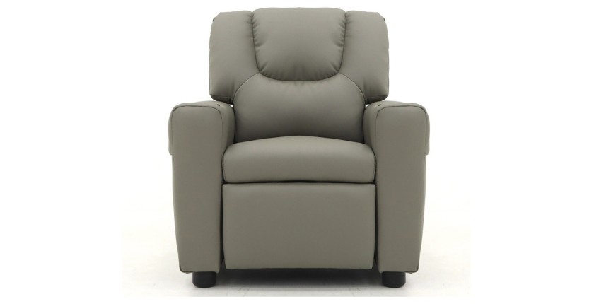 Mini fauteuil relax ITCHI relevable manuellement matière PU couleur gris, idéal pour un salon confortable