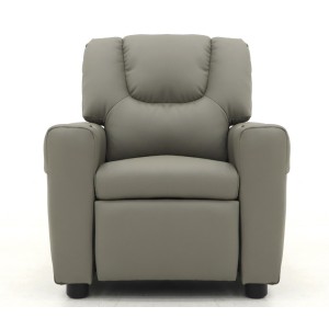 Mini fauteuil relax ITCHI relevable manuellement matière PU couleur gris, idéal pour un salon confortable