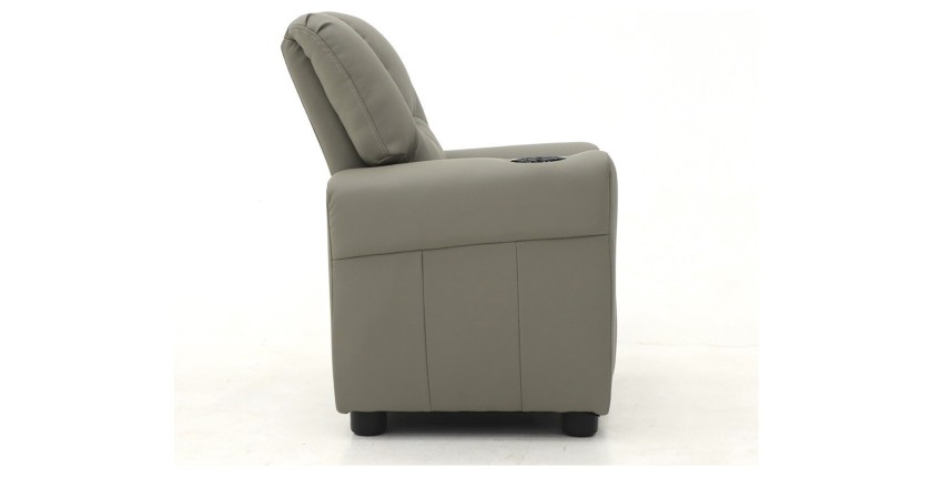 Mini fauteuil relax ITCHI relevable manuellement matière PU couleur gris, idéal pour un salon confortable