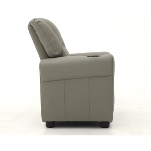 Mini fauteuil relax ITCHI relevable manuellement matière PU couleur gris, idéal pour un salon confortable