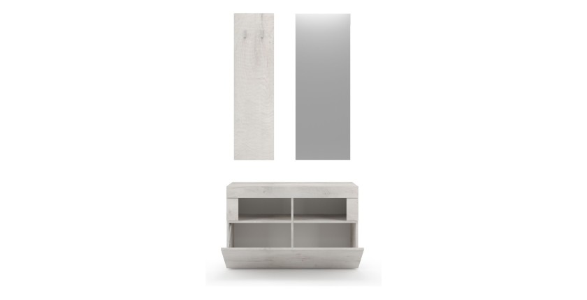 Ensemble de meubles d'entrée, collection CISA, coloris chêne blanc