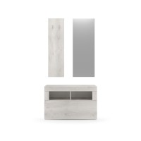 Ensemble de meubles d'entrée, collection CISA, coloris chêne blanc