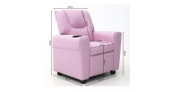 Mini fauteuil relax ITCHI relevable manuellement matière PU couleur rose, idéal pour un salon confortable