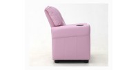 Mini fauteuil relax ITCHI relevable manuellement matière PU couleur rose, idéal pour un salon confortable