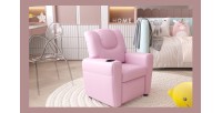 Mini fauteuil relax ITCHI relevable manuellement matière PU couleur rose, idéal pour un salon confortable