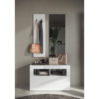 Ensemble de meubles d'entrée, collection CISA, coloris blanc brillant laqué