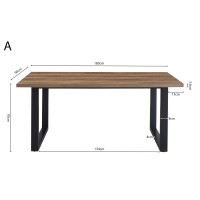 Table à manger EDWAR longueur 180cm en décor bois exotique mango, idéal pour une salle à manger conviviale