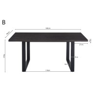 Table à manger EDWAR longueur 180cm en décor bois brun foncé, idéal pour une salle à manger conviviale