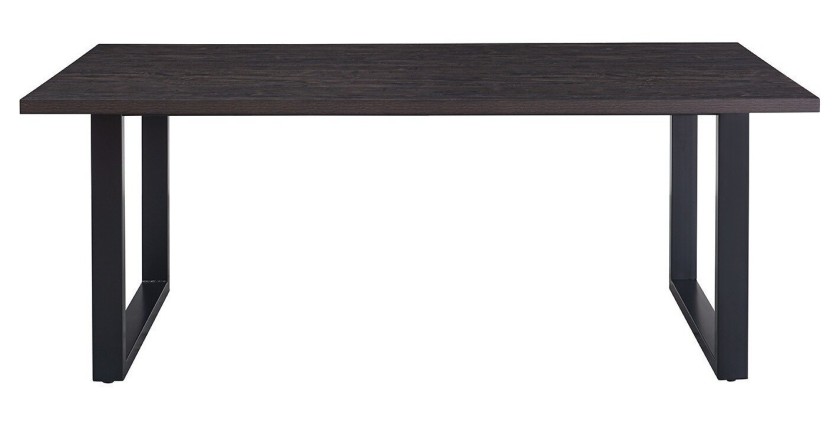Table à manger EDWAR longueur 200cm en décor bois brun foncé, idéal pour une salle à manger conviviale