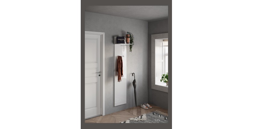 Porte manteau suspendu avec une étagère, collection KEY, coloris blanc laqué brillant