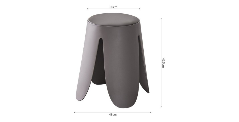 Tabouret OSTIN coloris gris, grâce a son design atypique il s'adapte a tous types de salon