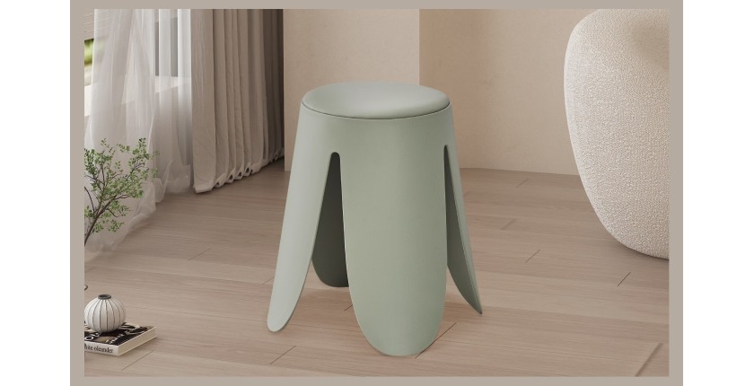 Tabouret OSTIN coloris Gris-Vert, grâce a son design atypique il s'adapte a tous types de salon