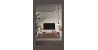 Meuble TV 205cm collection FANZY. Coloris marron et chêne foncé, idéal dans un salon design