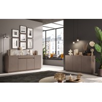 Buffet 4 portes 1 tiroir collection FANZY. Coloris marron \ chêne foncé