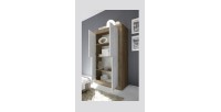 Buffet design 4 portes en bois collection ACCESS. Coloris blanc et chêne foncé