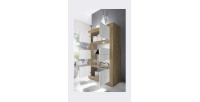 Vitrine design 4 portes collection ACCESS. Coloris blanc et chêne foncé