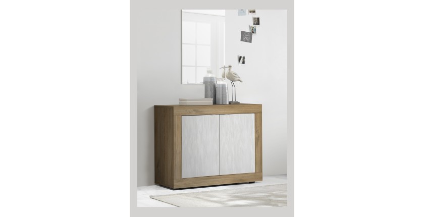 Buffet 2 portes collection ACCESS. Coloris blanc et chêne foncé