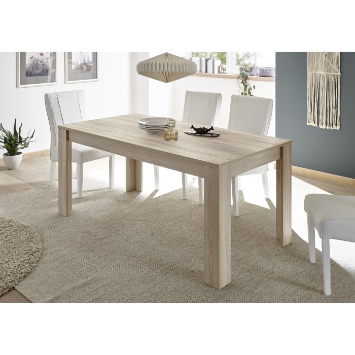 Table 180x90cm avec pieds en bois, Collection SHOW, coloris chêne sonoma