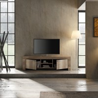 Meuble TV 180cm, 2 portes, collection HOL, coloris chêne foncé