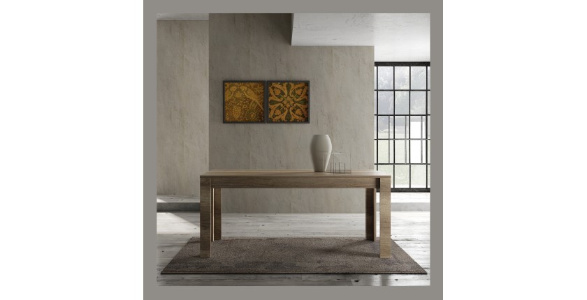 Table 180x90cm, collection HOL, coloris chêne foncé