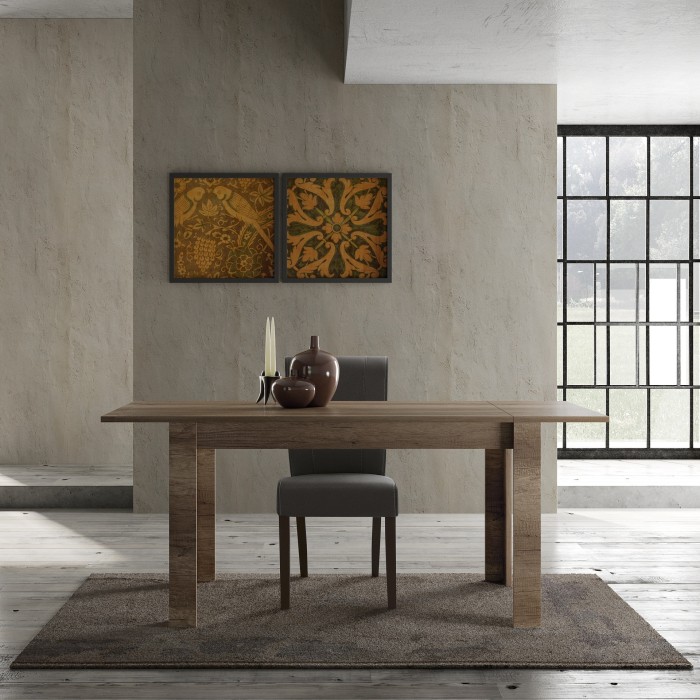 Table 137x90cm, collection HOL, coloris chêne foncé