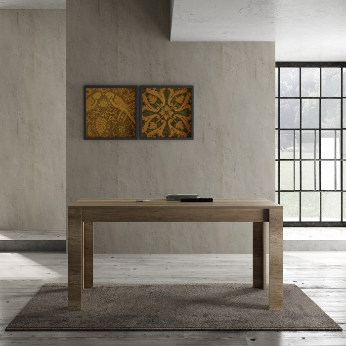 Table 160x90cm, collection HOL, coloris chêne foncé