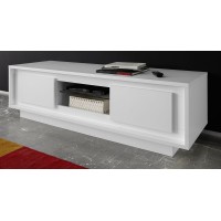 Meuble TV 116cm, 2 portes, collection FALL, coloris blanc mat laqué