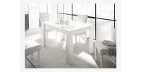 Table extensible 137x90, Collection FALL, couleur blanc laqué brillant