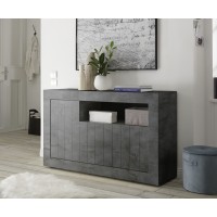 Buffet 3 portes battantes en bois, coloris gris foncé, collection URBAN