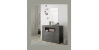 Buffet 2 portes battantes en bois, couleur gris foncé, collection URBAN