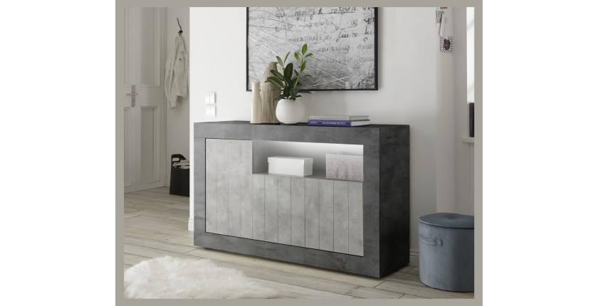 Buffet 3 portes, collection URBAN, coloris gris foncé, parfait pour votre salon