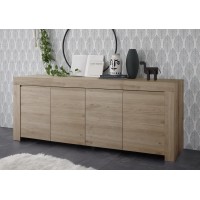 Buffet 4 portes en bois, collection ZEFIR, coloris chêne clair, parfait pour votre salon